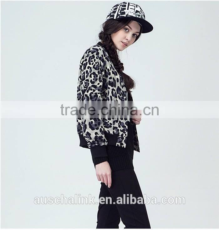 autumn short style animal leopard all over printed jacket factory price