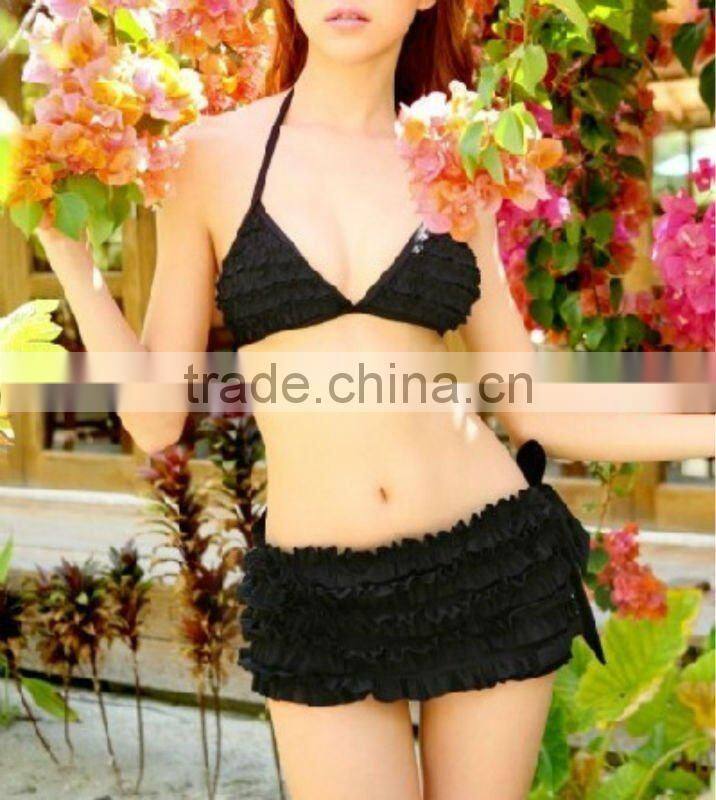 Black bikini with short skirt