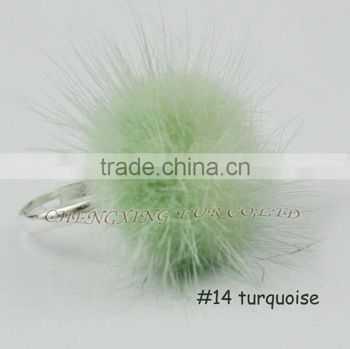 CX-A-27 Genuine Mink Fur Ball Finger Ring