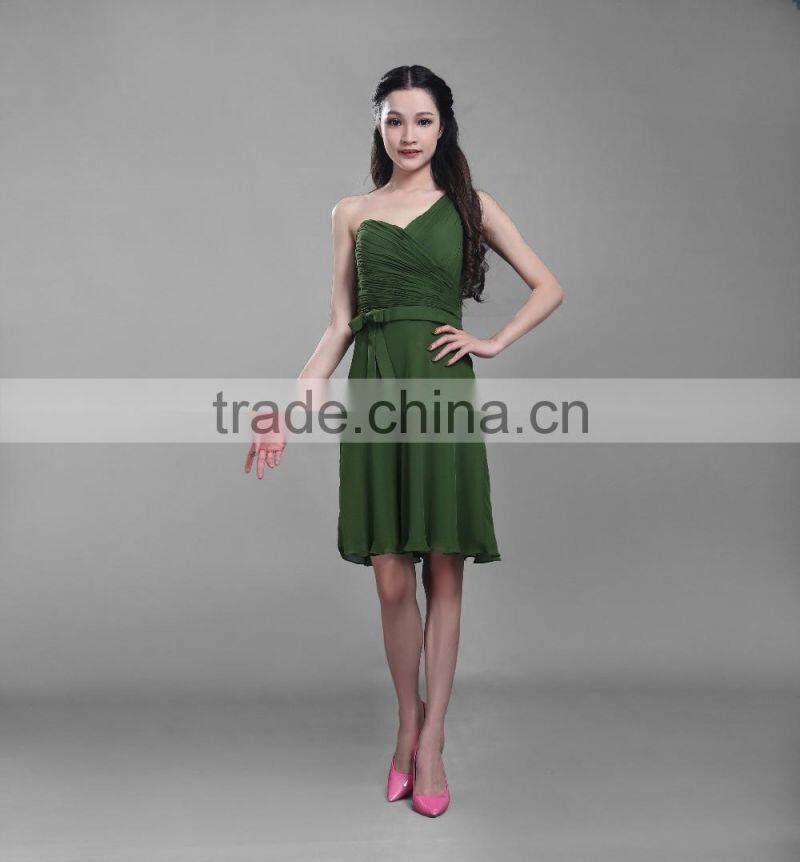 Green color anti-Wrinkle elegant chiffon party cocktail dress