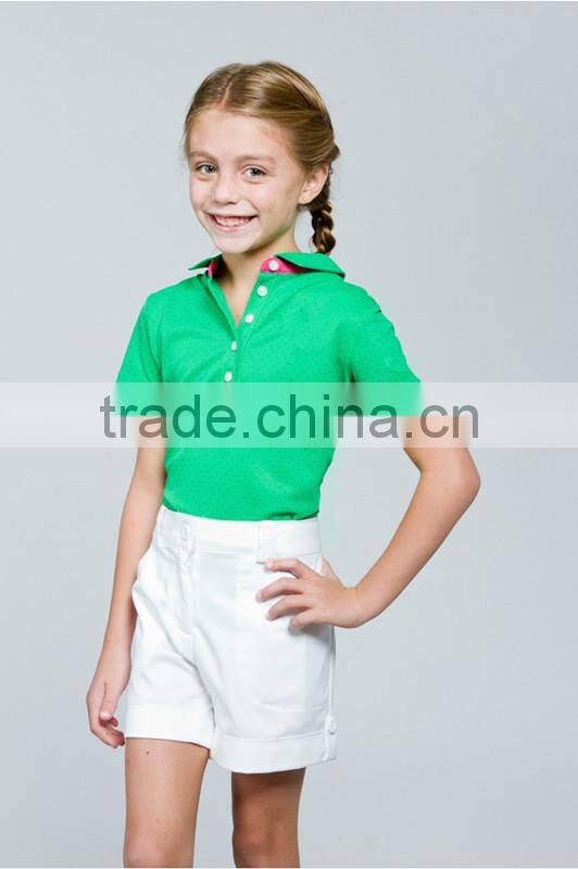 high quality young girls solid white plain design polo shirts , children clothing wholesale