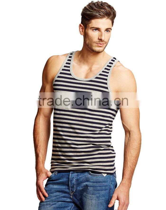 High quality mens classic stripes eco-friendly stringer tank tops