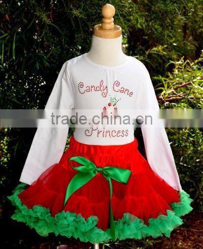 Wholesale Christmas PettiSkirts elastic waistband skirts Girls chiffon skirts red and green skirts Boutique Fluffy Pettiskirt