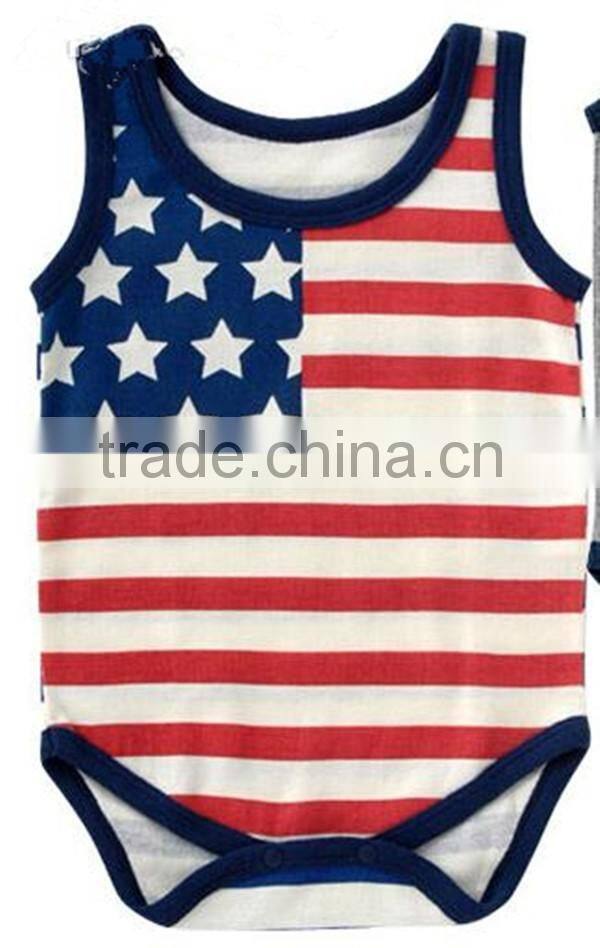 2016 baby clothes romper July 4th new fashion design baby jumpsuits & bodysuits plain cotton manufacturer guangzhou