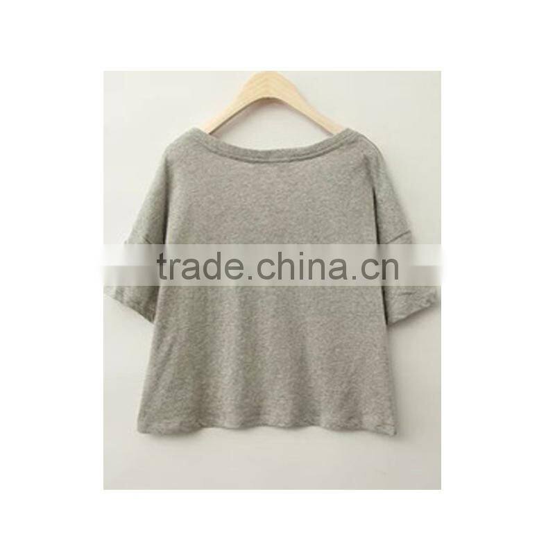 china women t-shirt fashion short sleeve embroidered t-shirt for ladies