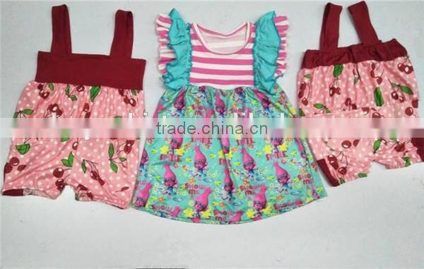 Boya Garment Summer Infant Cherry Printings Jumpsuit Toddler Kids Clothes