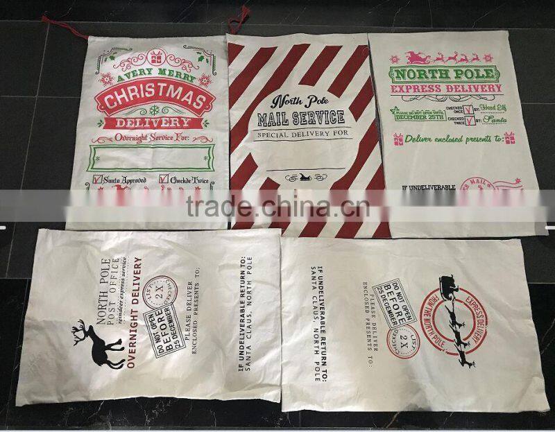 Wholesale Christmas Canvas Santa Sack With Red Drawstring