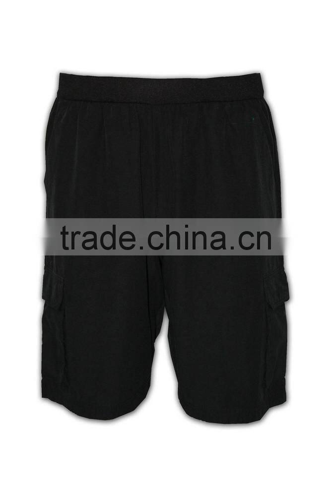 muti pockets black casual mens elastic bermuda