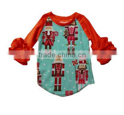 new wholesale kids clothing baby girls long sleeve deer raglan shirt toddler girls tee shirt for christmas