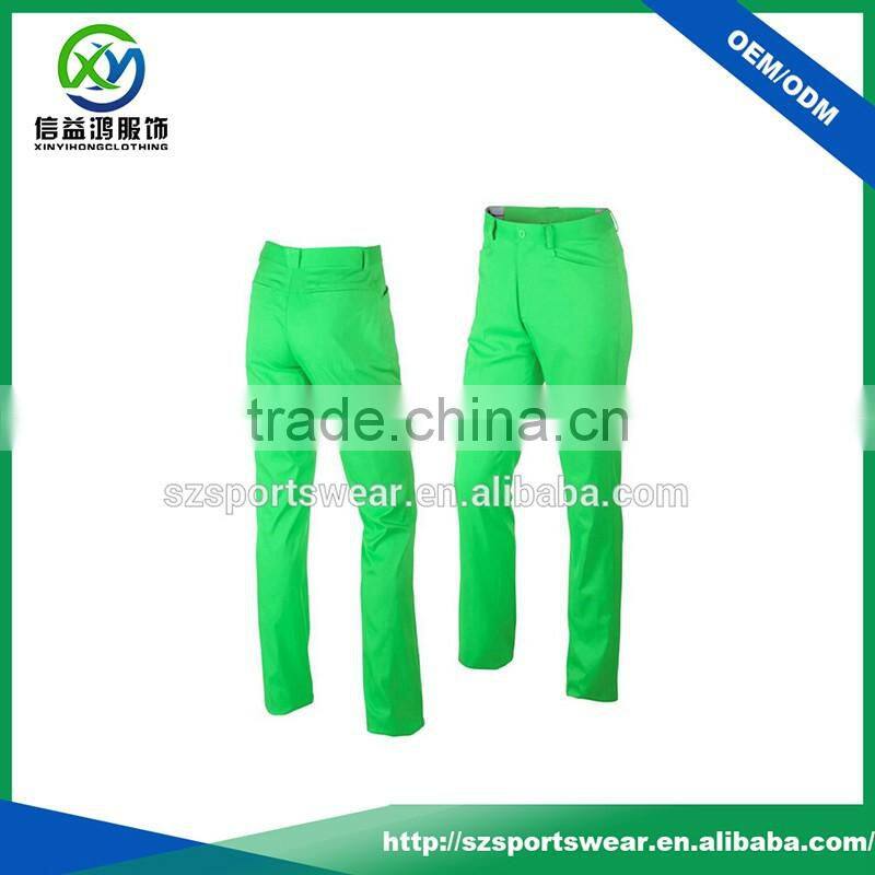 Classical Style Polyester Stretch womens sport long Pants With Side Pockets In Green