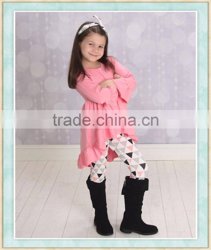 persnickety remake fall 2016 pink High-Low tunic outfits with triangle leggings sets childrens Valentine day boutique clothing
