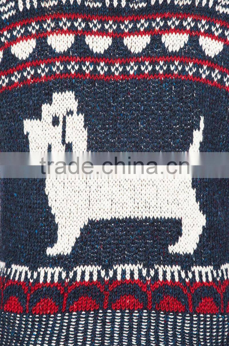 Highly Fashion Funny Design Cute Doggy Pattern Men's Jacquard Sweater