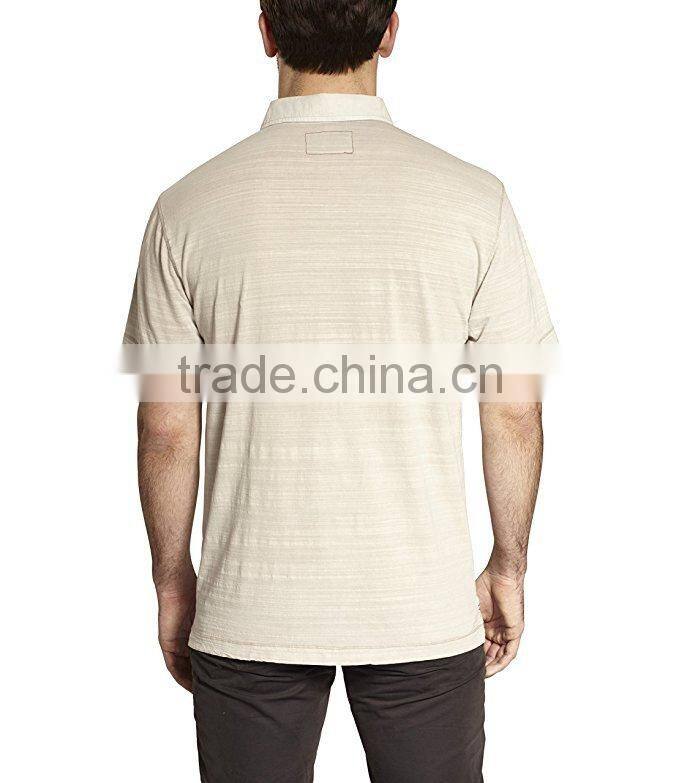 Mens Short Sleeve Slub Cotton Polo T-shirt