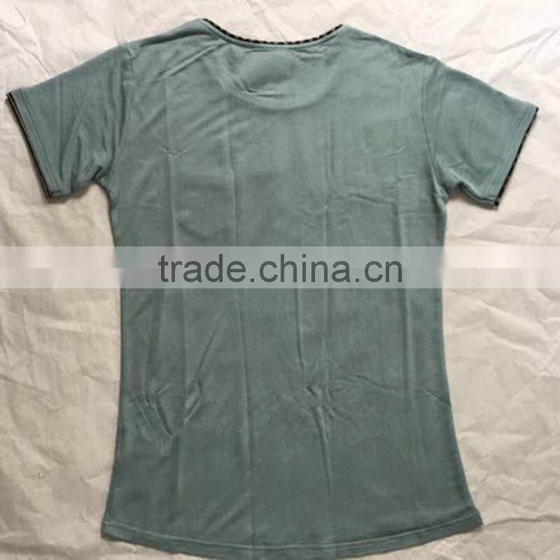 New Blue Men's Chest Patterned Pokcet Double Hem T-Shirts