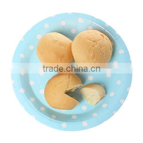 Skyblue Dot Pattern Round Paper Food Plates 23.0cm