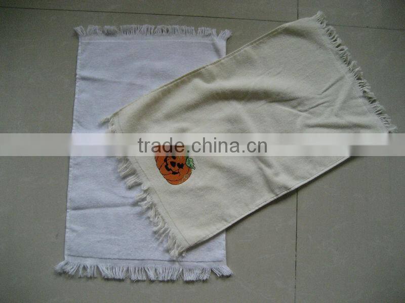 100% cotton velour embroidery fringe face towel
