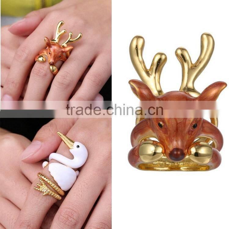 Christmas Antler Elk Deer Silver Knuckle Midi Ring 3 Pack