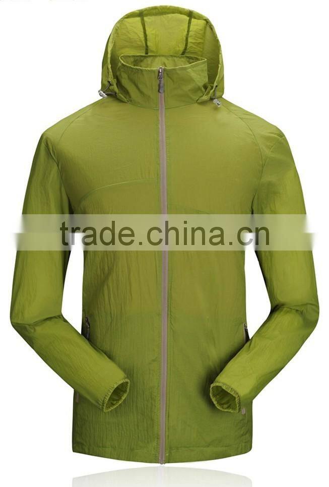 2016 Blue Quick Dry Hooded Mens Nylon Windbreaker