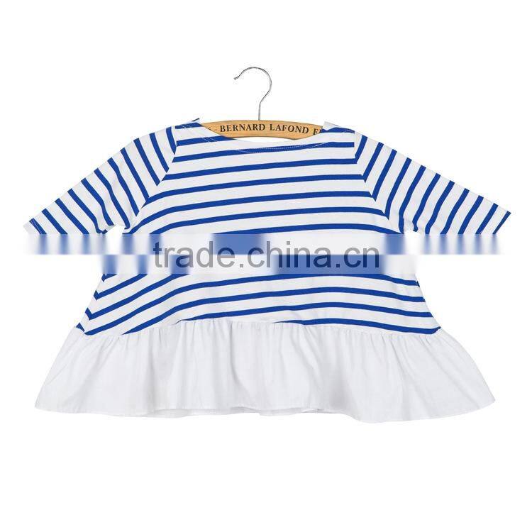 Children Cotton Stripe Printed Baby Ruffle Tops
