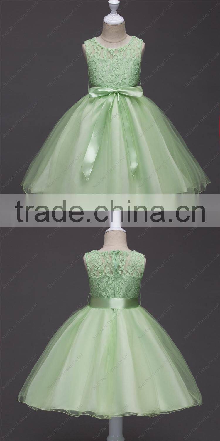 Wholesale latest frock design lace flower wedding birthday party dress for baby girl