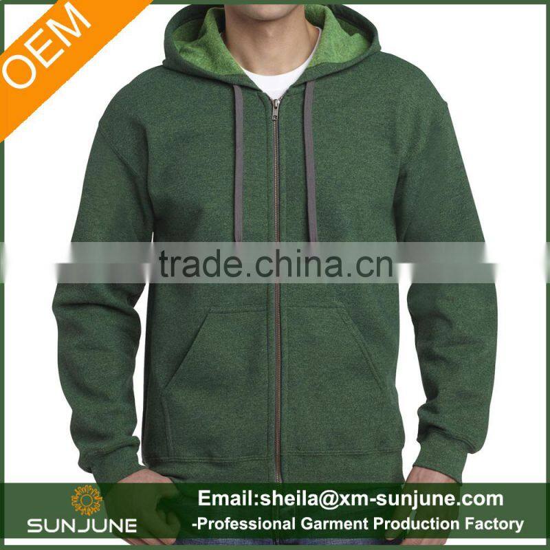 Thick zipper up warm cotton fleece hoodies for men
