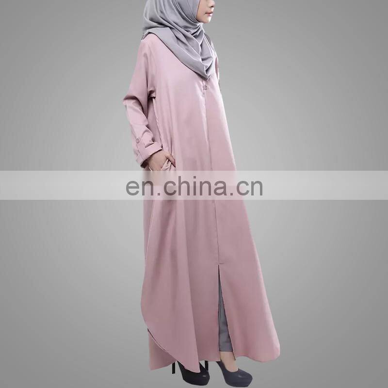 Muslim jubah new style long sleeves abaya in dubai half buttons maxi islamic dresses
