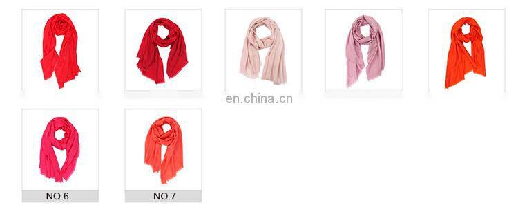 100% mercerized wool twill weave plain color shawl worsted wool autumn winter ladies warm scarf