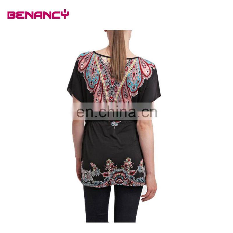 Tie Waist Paisley Multi Color Plus Size Women Ethnic Tunic