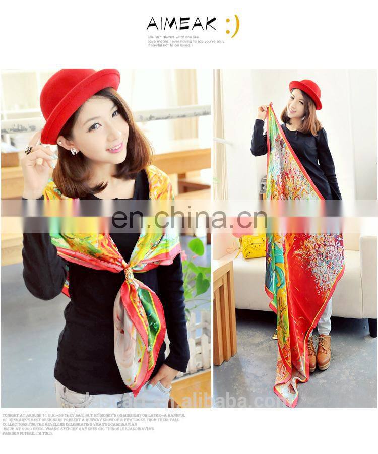 2015 new style fashion design woman silk digital printedbig square accessory(SP1682B)