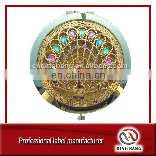 Hot Sale High Quality Custom Made Gold Color Hollow Type And Diamond Decoration Fashional Souvenir Metal Mirror