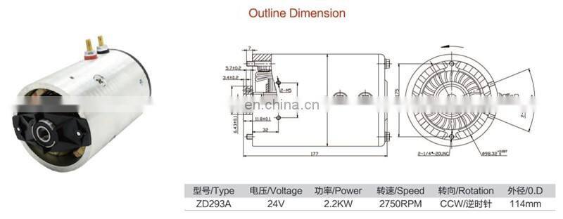 24V 2KW Electric Motor For Hydraulic Pump