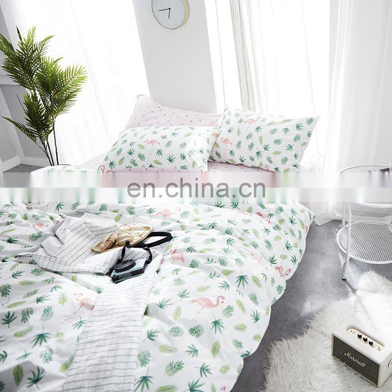 i@home Whole sale modern 100% cotton modern bedding sets linen sheets duvet cover with flamingo delicate pattern for living room