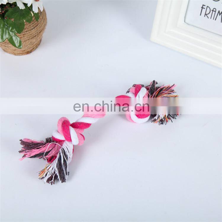 Small to large dog play colored double knots handmade cotton pet rope toy