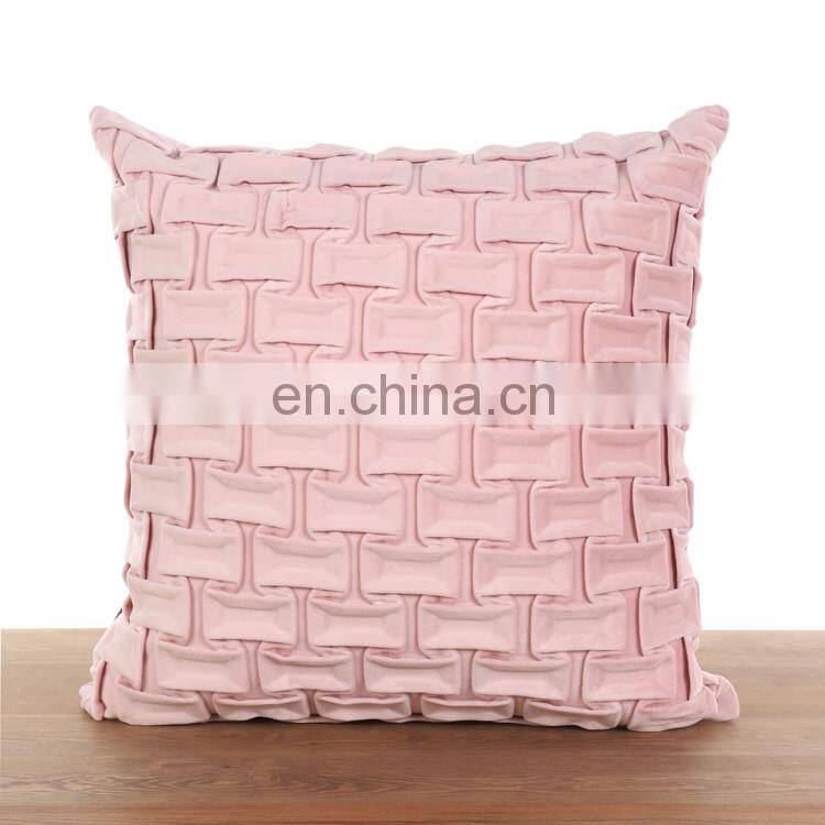 Fashion Soft Hand Home Decor Sofa Wrinkle Velvet Pink Cushion