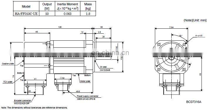 MITSUBISHI 89V 50W servo motor HA-FF053C-UE