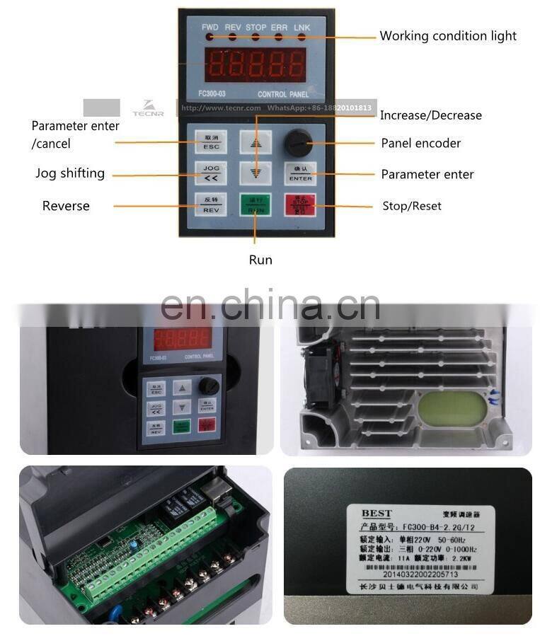 1.5kw air cooled spindle motor 4 bearings 1.5 kw CNC milling spindle & 220v 1.5kw inverter VFD & 80mm bracket & ER11 Collects