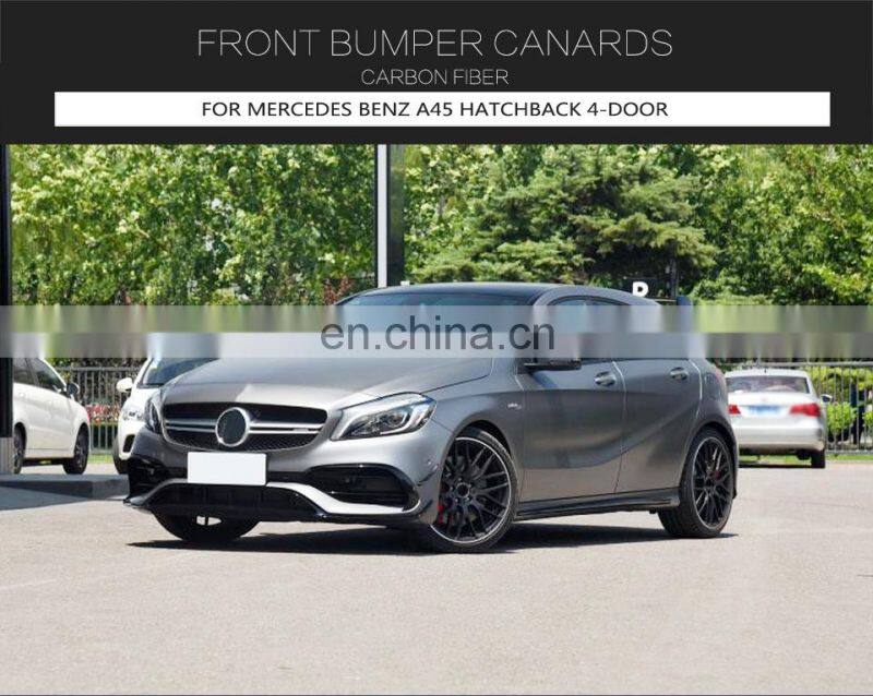 W176 A45 Front Bumper Fins Carbon Fiber Canards for Mercedes Benz A250 AMG 2013-2018