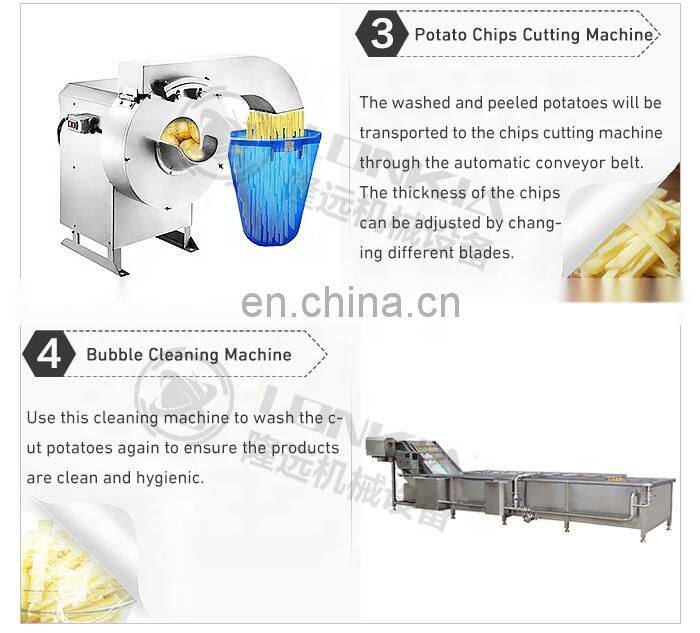 500kg/1000kg Fully Automatic potato chips Making Machine Frozen French Fries Production Line