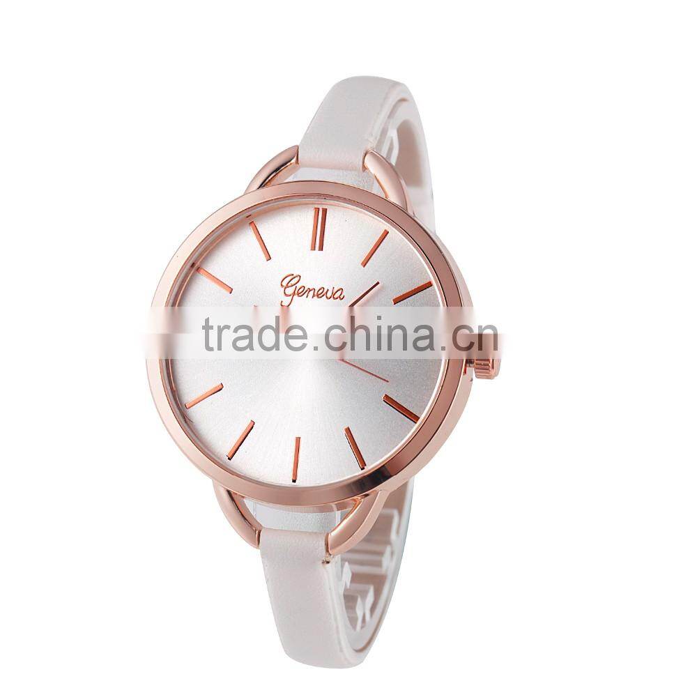 Small size strap band geneva lady leather watch wrist watch