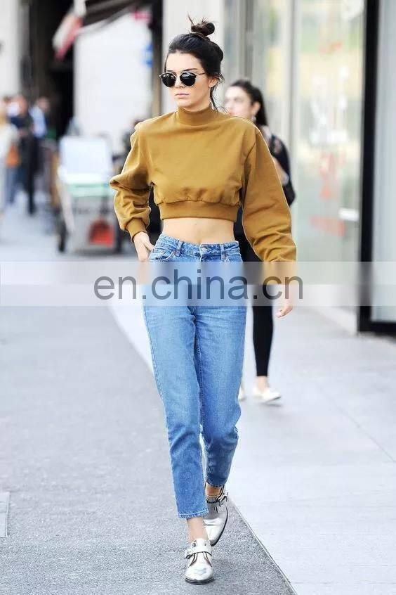 Wholesale customized 2020 light blue vintage wash jeans hot selling high-waisted women's jeans