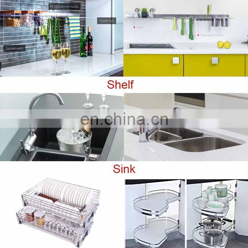 New classic kitchen cupboard design handleless kitchen cabinet