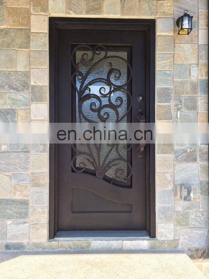 Customized villa popular grill designs durable profile front wrought iron double door