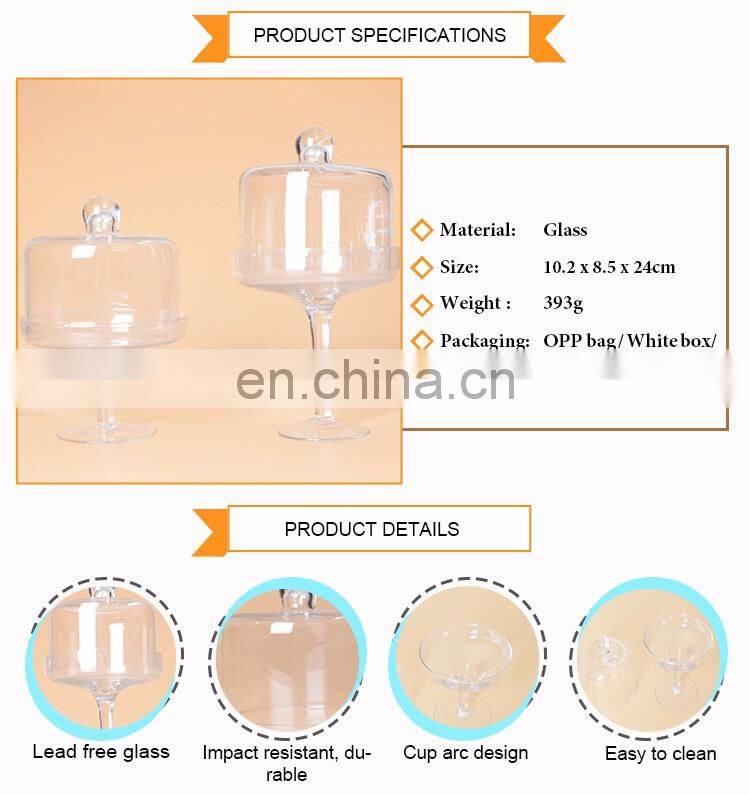 Eco-Friendly Hand Made Round Glass Cake Dome With Base