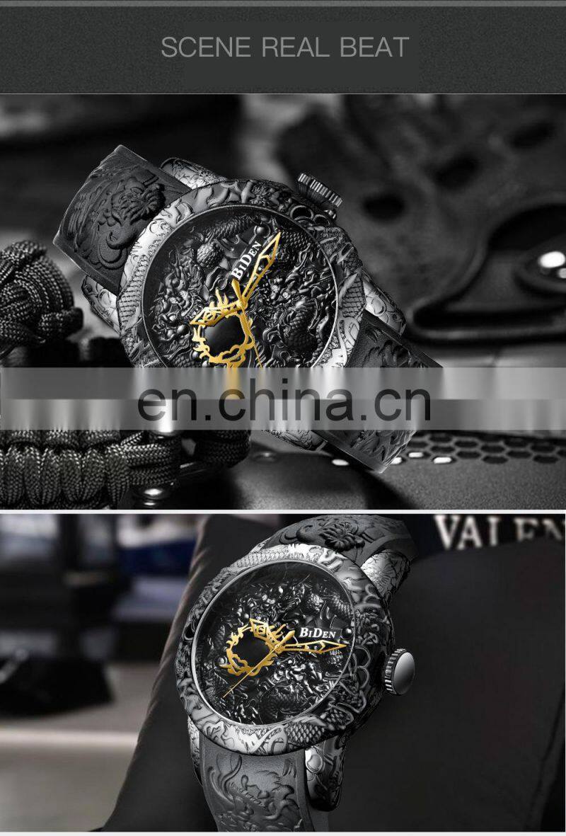 Biden 0129 Special Design Men Quartz Wrist Watches Gold Dial Analog Fashion Leather Cool Reloj de los hombres