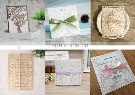 2016 Favor Idea Laser Cut Wedding Invitation Rustic with Competitive Price