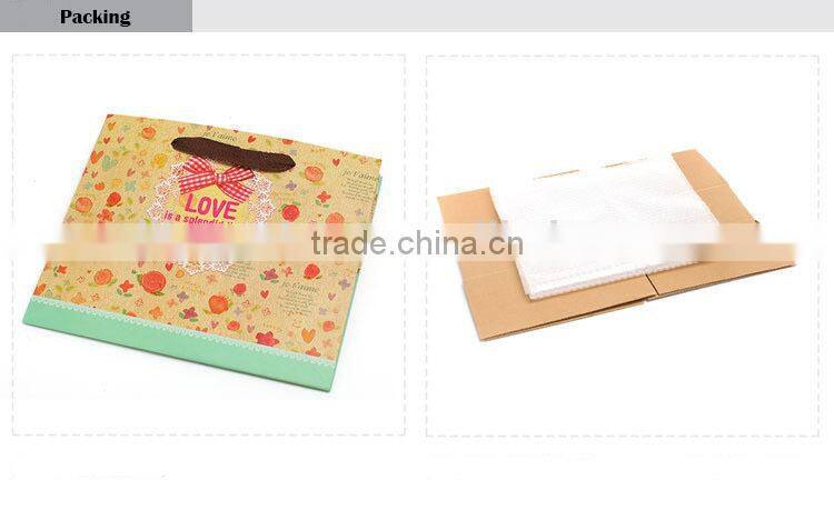 khaki lace love pattern custom paper shopping bag