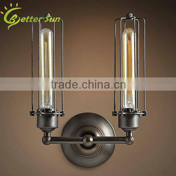 Vintage Industrial Lamp Edison Brass Cage Wall Light