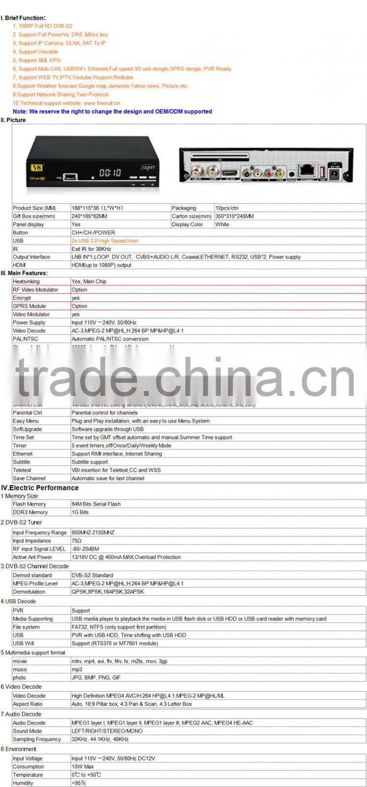 2015 New 1080p hd decoder digital Satellite receiver V8 Super DVB-S2 updated version of A5S better than Openbox V8S