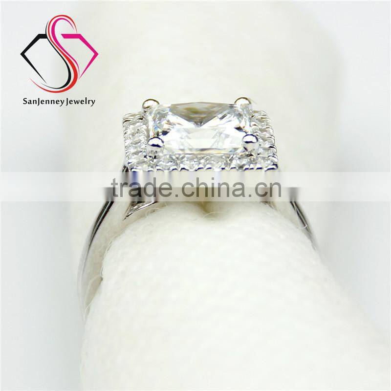 Princess Cut Moissanite Sqaure Halo 3 Carat 8mm Center 14k 18k White Yellow Gold Platinum Diamond Engagement Ring