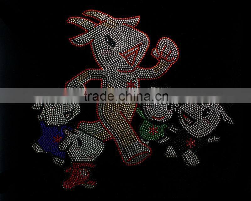 New arrival latest design Fashion hot sale cute cattle rhinestone transfer motif